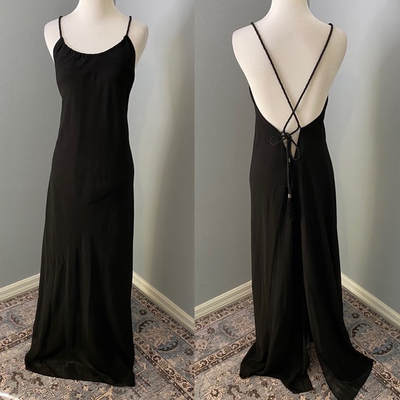 Victoria's Secret Other - Victorias Secret Black Maxi Gown Tassel Rope Pace zip Back 4